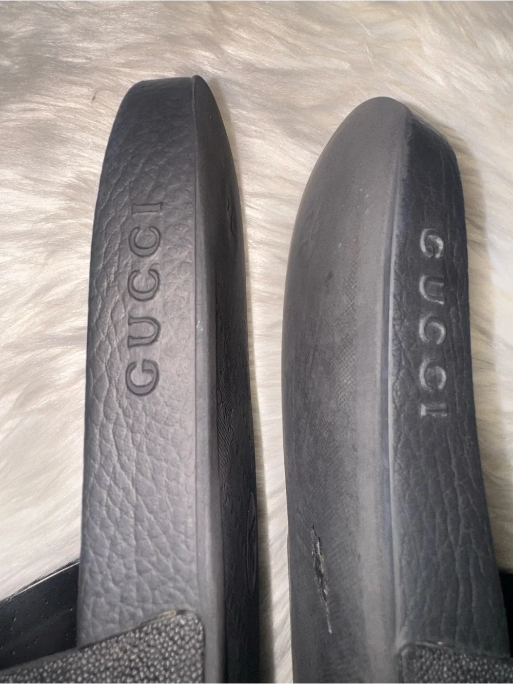 Gucci Black Slides with Green and Red Stripes